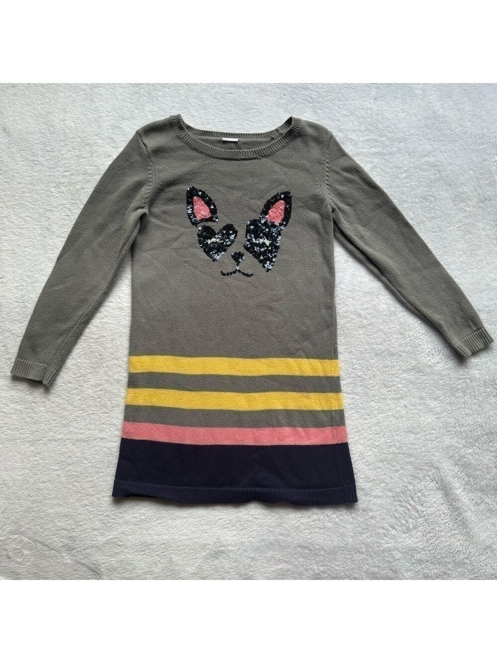 Gymboree French Bulldog Sequin Sweater Dress Size 5 6